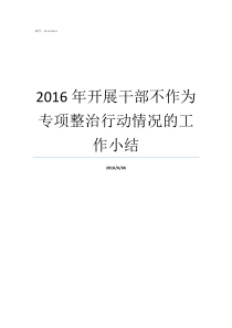 2016年开展干部不作为专项整治行动情况的工作小结