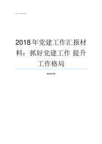 2018年党建工作汇报材料抓好党建工作nbsp提升工作格局2019年党建工作