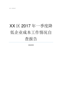 XX区2017年一季度降低企业成本工作情况自查报告