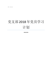 党支部2018年党员学习计划2019年党支部工作要点