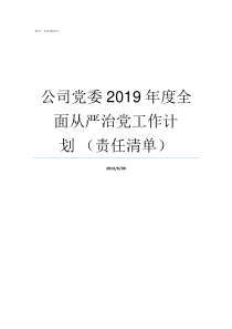 公司党委2019年度全面从严治党工作计划nbsp责任清单2019公司总结