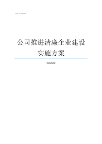 公司推进清廉企业建设实施方案清廉建设