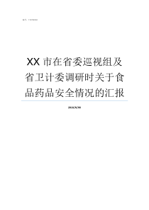 XX市在省委巡视组及省卫计委调研时关于食品药品安全情况的汇报