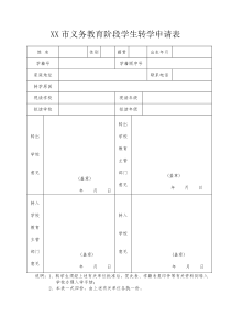 xx市义务教育阶段学生转学申请表