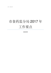 市食药监分局2017年工作要点