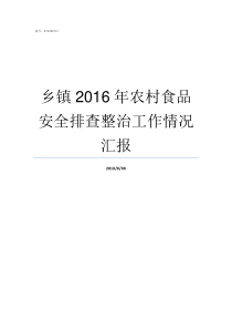 乡镇2016年农村食品安全排查整治工作情况汇报