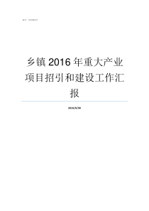 乡镇2016年重大产业项目招引和建设工作汇报乡镇几年换届