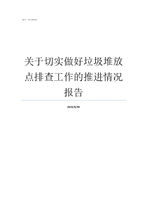 关于切实做好垃圾堆放点排查工作的推进情况报告