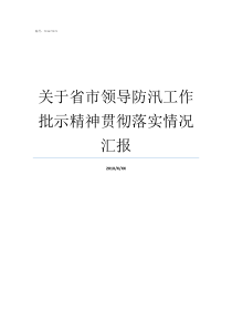 关于省市领导防汛工作批示精神贯彻落实情况汇报精神贯彻落实情况汇报