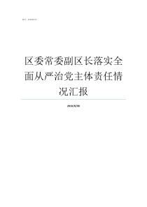 区委常委副区长落实全面从严治党主体责任情况汇报