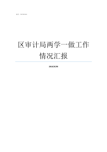 区审计局两学一做工作情况汇报两学一做结合工作实际