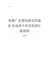 卷烟厂党委加强党的建设nbsp促进两个作用发挥汇报提纲