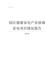 园区健康家电产业玻璃家电项目情况报告