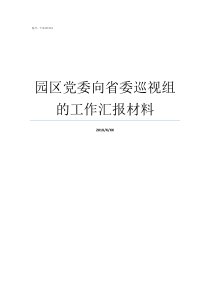 园区党委向省委巡视组的工作汇报材料省委