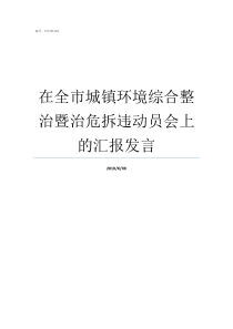 在全市城镇环境综合整治暨治危拆违动员会上的汇报发言城镇环境