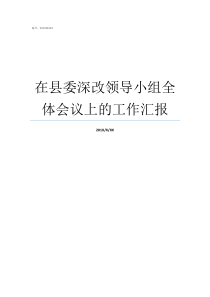 在县委深改领导小组全体会议上的工作汇报中央深改领导小组