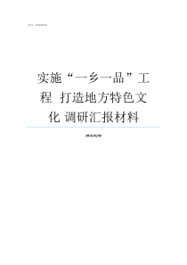 实施一乡一品工程nbspnbsp打造地方特色文化nbsp调研汇报材料实施乡