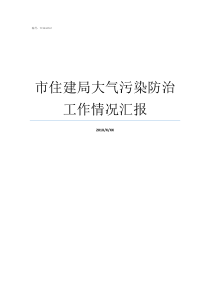 市住建局大气污染防治工作情况汇报大气污染防治开展情况汇报