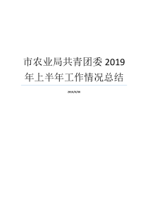 市农业局共青团委2019年上半年工作情况总结共青团委2019上半年工作共青团团委书记是谁