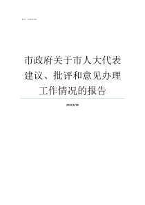 市政府关于市人大代表建议批评和意见办理工作情况的报告市人大代表有什么用