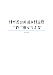 村两委会美丽乡村建设工作汇报发言2篇