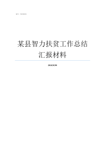 某县智力扶贫工作总结汇报材料智力扶贫工作小结