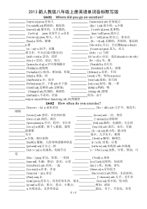 2013新人教版八年级上册英语单词音标默写版-(可打印)