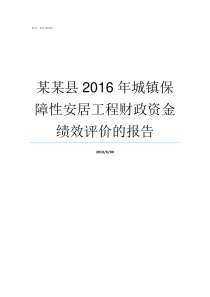 某某县2016年城镇保障性安居工程财政资金绩效评价的报告镇与县