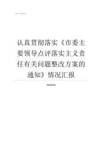 认真贯彻落实市委主要领导点评落实主义责任有关问题整改方案的通知情况汇报