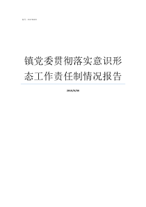 镇党委贯彻落实意识形态工作责任制情况报告