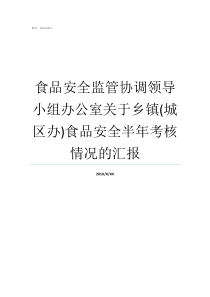 食品安全监管协调领导小组办公室关于乡镇城区办食品安全半年考核情况的汇报食品安全协调司