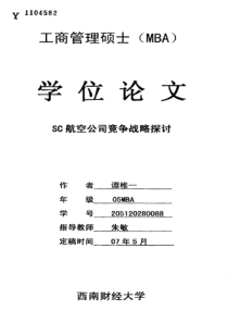 SC航空公司竞争战略探讨