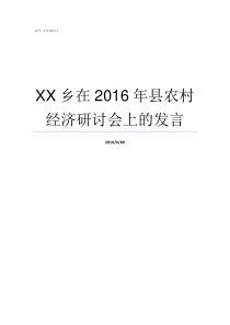 XX乡在2016年县农村经济研讨会上的发言