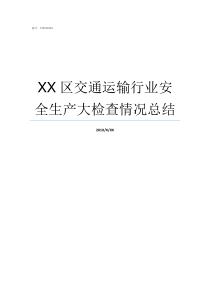 XX区交通运输行业安全生产大检查情况总结