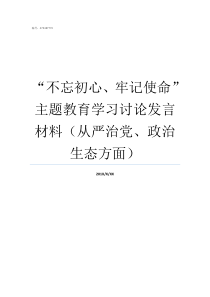 不忘初心牢记使命主题教育学习讨论发言材料从严治党政治生态方面不忘初心牢记使命自查