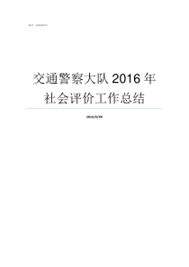 交通警察大队2016年社会评价工作总结