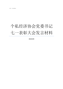 个私经济协会党委书记七一表彰大会发言材料