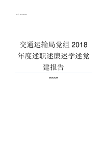 交通运输局党组2018年度述职述廉述学述党建报告交通运输部党组书记大还是部长大