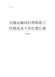 交通运输局扫黑除恶工作情况及下步打算汇报道路运输扫黑除恶