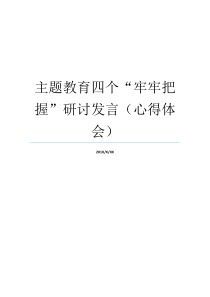 主题教育四个牢牢把握研讨发言心得体会主题教育培训体会开展主题教育要牢牢把握