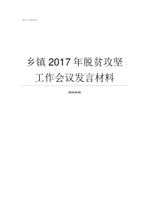 乡镇2017年脱贫攻坚工作会议发言材料2017脱贫标准是多少