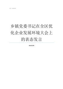 乡镇党委书记在全区优化企业发展环境大会上的表态发言区人大主任找乡镇党委书记