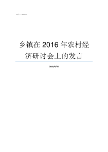 乡镇在2016年农村经济研讨会上的发言