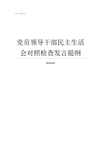 党员领导干部民主生活会对照检查发言提纲