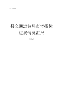 县交通运输局市考指标进展情况汇报交通运输局主要管什么