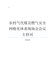 农村气代煤及燃气安全网格化体系现场会会议主持词农村气代煤的前景