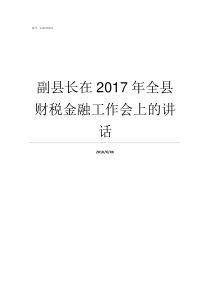 副县长在2017年全县财税金融工作会上的讲话