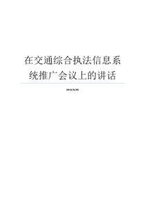 在交通综合执法信息系统推广会议上的讲话交通执法总队领导讲话