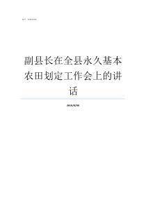 副县长在全县永久基本农田划定工作会上的讲话