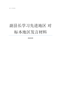 副县长学习先进地区nbsp对标本地区发言材料